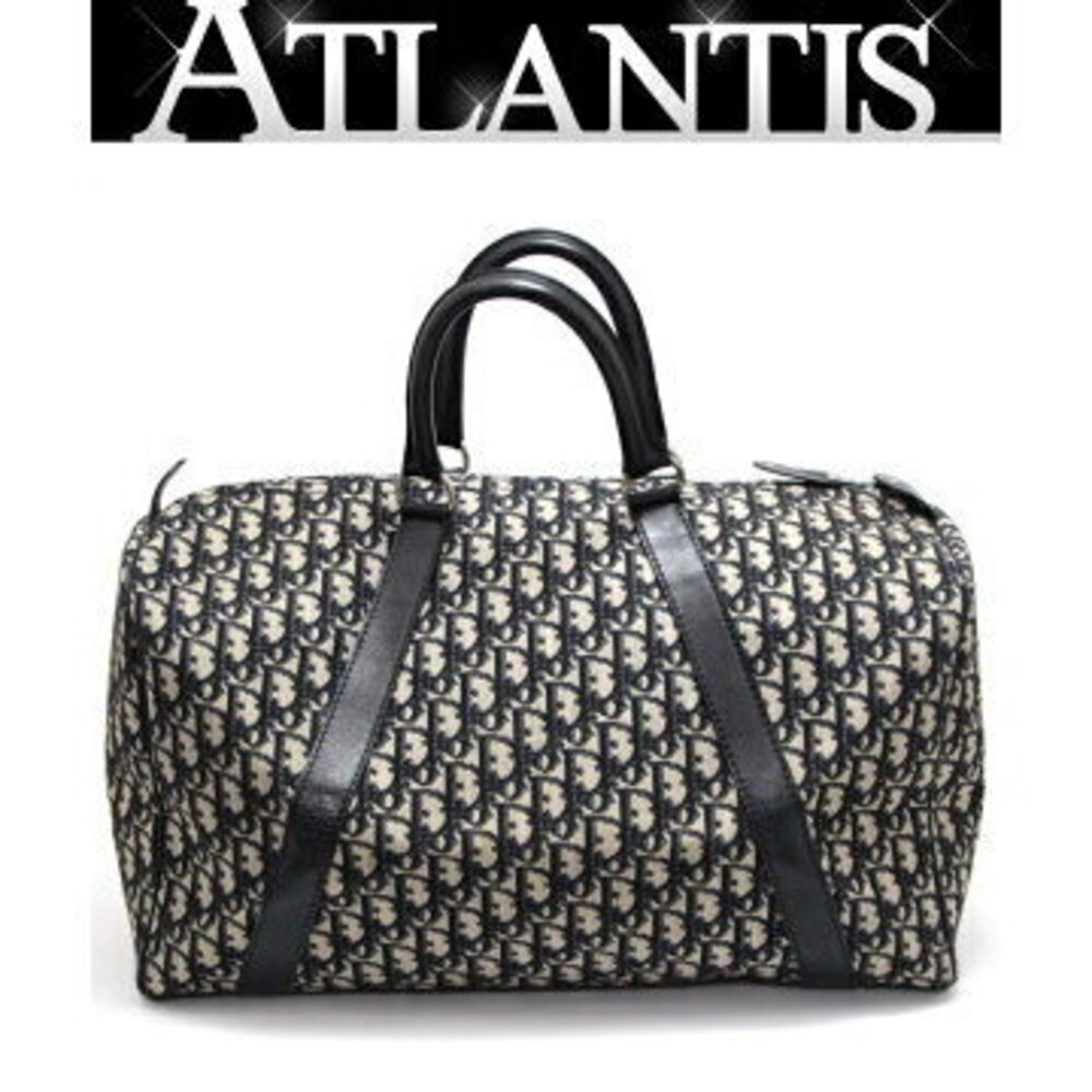 Christian Dior Trotter Boston Bag Navy Blue Jacquard